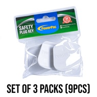 PowerPac 3X Socket Plug Key 2 Pin To 3 Pin UK / Child Baby Safety Singapore Sockets Plug Cover Protector (PK/317)