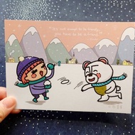 小彤畫集 - 白熊雪地上嬉戲 - 明信片