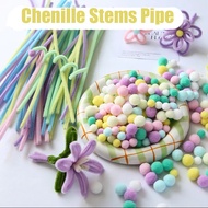 100pcs Colorful Chenille Stems Pipe Kindergarten Art Craft Decorations Dawai Bulu Warna Warni DIY Pi