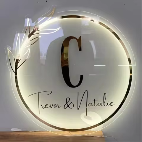 Business Neon Lights Mirror Logo Sign Hair Studio Sign Acrylic Custom Logo 3D Custom Plaques Decorat