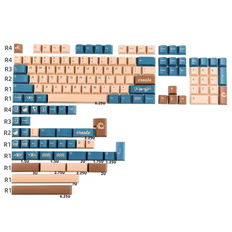 GMK Earth Tones Keycap 142 Keys ISO Enter Cherry Profile DYE Sublimation PBT Sets For Gateron Cross 