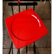 Square lacquer plate 31x31x1.5cm red