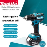 【100% Authentic】Makita DDF485 Rechargeable household electric hand drill  18V Brushless general-use drill High power lithium power tools impact drill  Multi-function electric screwdriver Power tools