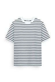 AIIZ (เอ ทู แซด) - AIIZ เสื้อยืดคอกลมแขนสั้นผู้ชายทรงหลวมลายทาง