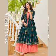 {**ส่งฟรี**} SMALL INDIA 🦚 Gown Kurti With Kotti ชุดเดรส 🦚 Gown Dress