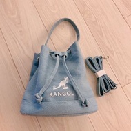 全新 專櫃 英國品牌( KANGOL ) cord mini tote bag 天空藍色 側背包 肩背包 帆布包 附背帶