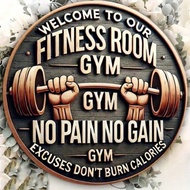 HELLOYOUNG Vintage Metal Gym Sign Wall Art Fitness Decor Motivational Poster 8x8 Inch