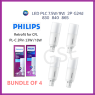 [Bundle of 4] Philips LED PL-C PLC 2Pin G24D 7.5W 9W MyCare Retrofit for 13W 18W PLC fluorescent tube