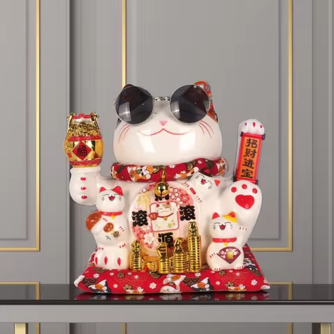 11 Inch Lucky Cat Accessories Shop Cashier Decorations Home Living Room Creative Gifts Rocker Lucky 