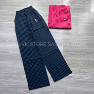 Quần xuông ống rộng nữ mặc nhà hoạ tiết kẻ caro Mickey 2 màu JUDIE.Closet