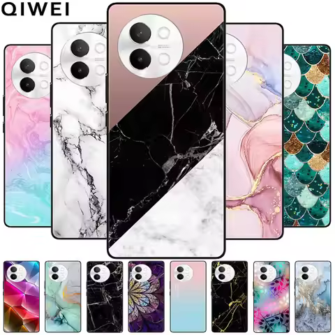 For Vivo V40 Lite 5G Case Marble Cool Black Soft TPU Silicon Covers for Vivo V40Lite Protective Shel