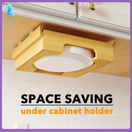 9/10-Inch Bamboo Paper Plate Dispenser - Under Cabinet & Countertop Holder for Kitchen Caddys for Pl