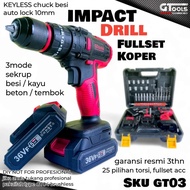 Bor Cordless BOSCH 10MM Mesin Bor Baterai Impact Drill Fullset