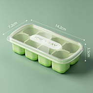 Ice Cube Maker Tray 8 Gird Frozen Mold Freezer Frozen Ice Box with Lid Silicone Ice Tray Ice Cream Mold