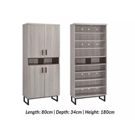 [Furniture Amart] 4 Door Modern Maple White Tall Shoe Cabinet Rack Metal Legs