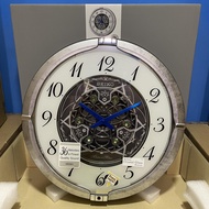 [TimeYourTime] Seiko Clock QXM397S Melodies In Motion Skeleton Dial Silver Marble Case Musical Wall Clock QXM397