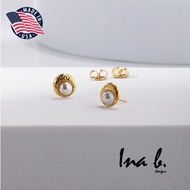 Ina B. Designs Original US 10k Gold Hypoallergenic Non-Tarnish Made in U.S.A Stud Earrings A004