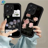 Xiaomi Poco X5 X3 NFC M3 Pro M4 Pro X3 GT POCO X3 Pro Redmi 10 9 Note 7 Pro 7 8Pro 8 9Pro 9S Black Background With Pink Flowers Soft Silicone Case Cover Binteacase