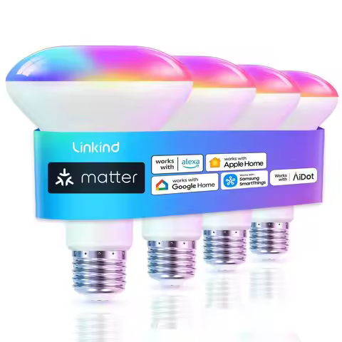 Matter Smart Light Bulb, BR30 Smart Bulbs, Recessed LED Color Changing Light Bulbs RGBTW, E26 Smart