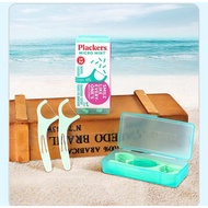 Plackers Dental Floss Stick Travel Pack Smile Accompanying Box 1 Piece Each Contains 8 Mint Cool Sti
