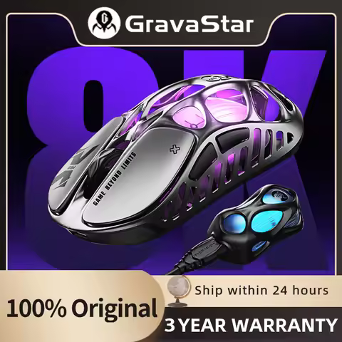 NEW GravaStar Mercury X Pro Wireless Gaming Mouse, Come with 8K Dongle – 32,000 DPI PAW 3950 Sensor,