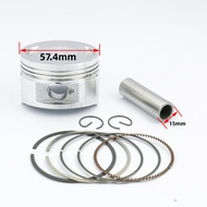 Motorcycle piston kit 57.4mm is suitable for Moped ATV QUAD GY6 150 157QMJ 1P57QMJ four stroke light
