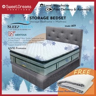 A77 Bed Frame | Frame + 12" Cooling Mattress Bundle Package | Single/Super Single/Queen/King Storage Bed | Divan Bed