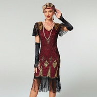 ชุดฟลัปเปอร์ยาวประดับเลื่อมลูกปัดได้รับแรงบันดาลใจจาก Gatsby ของสตรี ทศวรรษ 1920