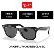 HITAM New 100% Original Ray-Ban Sunglasses Wayfarer RB2140 Sunglasses Black men women Ori Gray