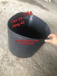 Combo 10 chậu nhựa đen C16 trồng hoa Vạn Thọ Tết trồng rau trồng cây (34×42)