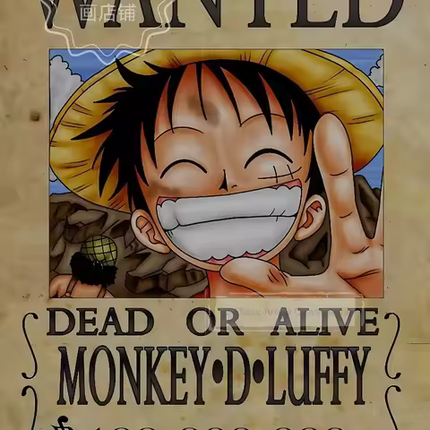 One Piece Wanted Luffy 3 Billion Reward Retro Anime Poster HD Wall Sticker