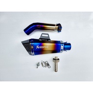 Sale! สลิปออน งานแสตนเลส สำหรับ CB500X CBR500 CB500F สีไทเท พร้อมปลายท่อ Akapovic Shorty มีหู งานดีม