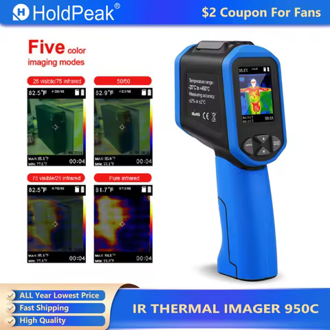 950C Thermal Imaging Camera, 32x32 IR & 0.3MP Visible, -20°C~450°C, 6 Color Pallets, CE Certified fo