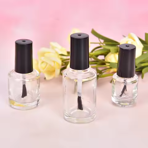 1 Pc 5/10/15ml Clear Glass Nail Polish Bottle with Brush 5ml Empty Refill Bottle Glue Bottle Small S