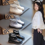 [YY] Girls Martin Boots Korean Version Pearl Bow Fashion Princess Short Boots Martin Boots Fashion L