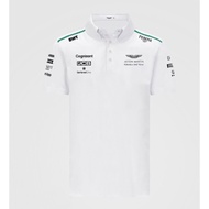 2022 New Style F1 Racing Suit Polo Shirt Aston Martin Team Sports Uniform Short-sleeved White Workwe