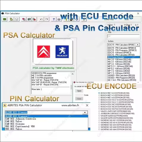 2026 hot PSA Calculator V16.04.07 Software for PSA PIN Calculator PSA ENGINE ECU ENCODE 3 in 1 Softw