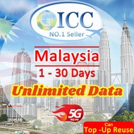 ICC_Malaysia 1-30 Days Unlimited Data SIM Card| Can top up Reuse| Malaysia SIM Card