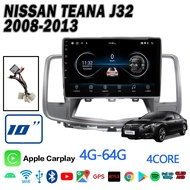 Plusbat จอ android 10 นิ้ว ใช้สำหรับ Nissan Teana 2008-2013 QLED 2K WiFi GPS Bluetooth EQ USB 360 SI