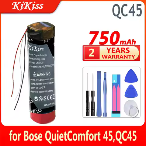 750mAh/900mAh KiKiss New Battery for Bose QuietComfort 45 QC45 QC 35 QC35 II Accumulator 3-wire