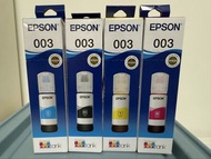 （不議價，全新未開盒，最快2029年到期）Epson 003 原廠墨水 4色套裝 TOOV系列（Epson 003 黑藍紅黄各1支）