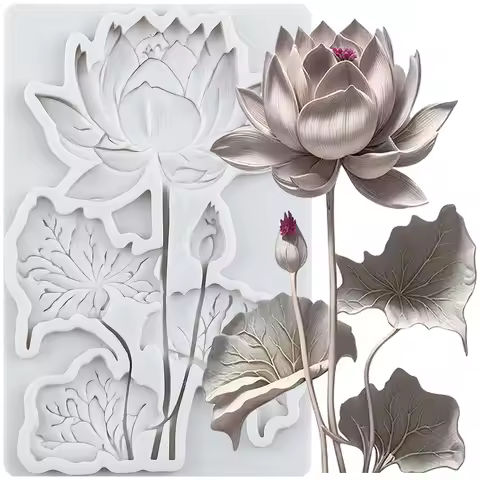Lotus Flower Silicone Molds Lotus Fondant Cake Decorating Tools Cupcake Topper Candy Sugar Craft Gum