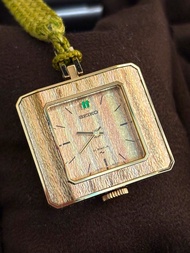 👑昭和典雅之作👑 Seiko Gold Plated Pocket Watch Ref.11-3930 精工手動上鏈古董陀錶 懷錶｜極罕電鍍彩金樹皮紋理外殻及錶盤｜原裝精工陀錶繩