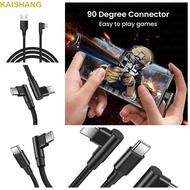 KAISHANG 90 Degrees Type C Cable, Nylon Braid 90 Degrees PD 60W Quick Charger Cord, Quick Charge Elb