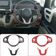 ABS Red/Carbon fiber For Honda N-BOX JF3 JF4 2017-2021 Car Steering Wheel Button Decorative Frame St