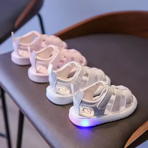 Summer Children Light-up Toddler Shoes New Bunny Soft-soled Roman Shoes Baby's Footwear Sandals Kids