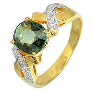 Parichat Jewelry แหวนทองคำแท้18K หรือทอง90 ฝังพลอยแซฟไฟร์สีเขียวหรือพลอยเขียวส่อง น้ำหนัก 1.50 กะรัต ประดับด้วยเพชรเบลเยี่ยมสีขาว ไซส์ 6