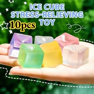 Mix Random 10PCS Colorful Clear Ice Cube Squishy Toys Square Stress Relief Sensory Fidget Pack Anti-
