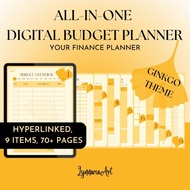 Finance Planner Digital | Hyperlinked Printable PDF | Budget Planner Ginkgo Themed All-in-One
