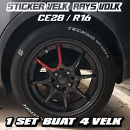 Stiker Velg RAYS VOLK CE28/R16 Satu Set Material Bahan ORACAL Tahan Air Panas Serta Tahan Cuaca